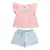 Conjunto Bebê Menina Blusinha Bordado Flor e Shorts Listra
