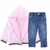 Conjunto Bebê Menina Casaco Capuz e Calça Jeans em Malha na internet