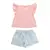 Conjunto Bebê Menina Blusinha Bordado Flor e Shorts Listra