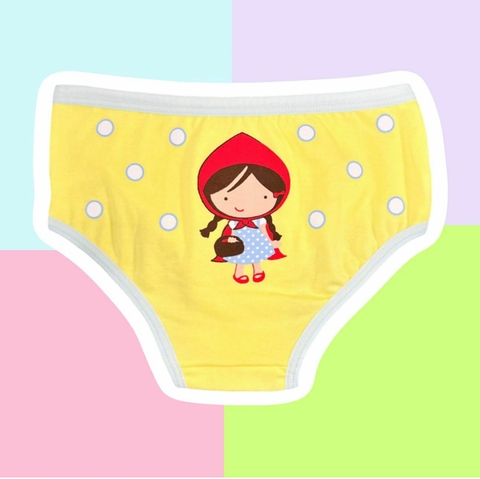 Calcinha infantil-chapeuzinho vermelho/ amarelo claro.