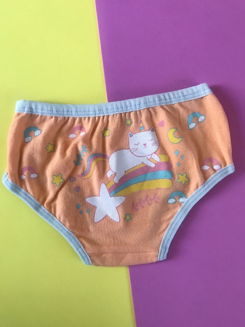 Calcinha Infantil-Gatinha unicórnio-laranja.