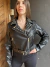 Campera de cuero con strass