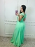 Vestido Longo Tons Pastel com Babados