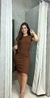 Vestido Manguinha Canelado Midi com Fenda - comprar online