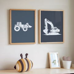 set de 2 cuadros autos de construcción - comprar online