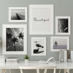 Set de 6 cuadros beach in b&w - comprar online