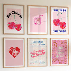 set de 6 cuadros cherry pink - comprar online