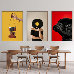 set de 3 cuadros dog vinyl - comprar online
