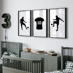 set de 3 cuadros futbol silueta - comprar online