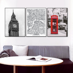 set de 3 cuadros london - comprar online