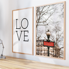 set de 2 cuadros love paris - comprar online