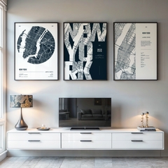 set de 3 cuadros NY blue - comprar online