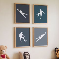 set de 4 cuadros silueta de futbol - comprar online