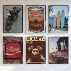 set de 6 cuadros retro urbano - comprar online