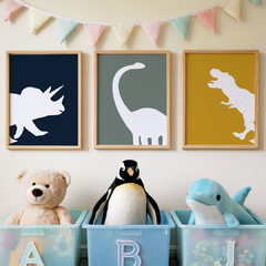 set de 3 cuadros yellow dino - comprar online