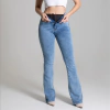 CALCA JEANS FLARE MARMORIZADO COM CINTA