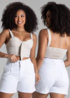 SHORTS SARJA BRANCO MEIA COXA SAWARY