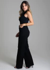 CALCA WIDE LEG SARJA AMAC BLACK - C/ CINTO