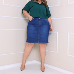 Saia Jeans Secretária Com Fenda - comprar online