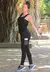 Imagem do 3 peças Conjunto Calça Legging Cintura Alta com Bolso em Tela Dry + Regata de Tela + Top Tomara que Caia Preto | REF: FRD3