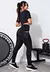 Imagem do Conjunto Fitness 2 Peças Cropped Preto Manga 3/4 + Calça Legging Cintura Alta com Bolso Tela Funcional | REF: LX81
