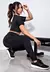 Conjunto Fitness 2 Peças Cropped Preto Manga 3/4 + Calça Legging Cintura Alta com Bolso Tela Funcional | REF: LX81 - loja online