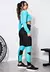 Conjunto Fitness 2 Peças Calça Legging Cintura Alta Recortes + Cropped de Tela Manga Longa em Azul Turquesa | REF: LX147 - Endorfit - Lifstyle