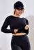Imagem do Top Cropped Manga Longa de Tela Dry Fit Preto Fitness | REF: CCRPA9