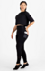 Conjunto Fitness 2 Peças Cropped Preto Manga 3/4 + Calça Legging Cintura Alta com Bolso Tela Funcional | REF: LX81