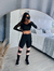 2 peças Conjunto Fitness Calça Legging Cintura Alta Com Detalhe Rosê + Cropped Manga Longa Em Tela e REF: LX101