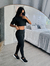 Conjunto Fitness 2 Peças Cropped Preto Manga 3/4 + Calça Legging Cintura Alta com Bolso Tela Funcional | REF: LX81 na internet