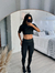 Conjunto Fitness 2 Peças Cropped Preto Manga 3/4 + Calça Legging Cintura Alta com Bolso Tela Funcional | REF: LX81 - loja online