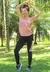 3 Peças Conjunto Fitness Calça Legging Cintura Alta com Bolso em Tela Dry + Regata de Tela + Top Tomara que Caia Preto com Rosé | REF: FRD3 - comprar online