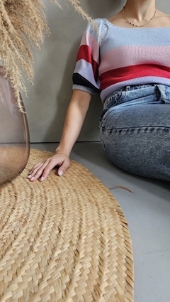 Cropped de tricot com mangas bufantes