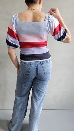 Cropped de tricot com mangas bufantes - comprar online