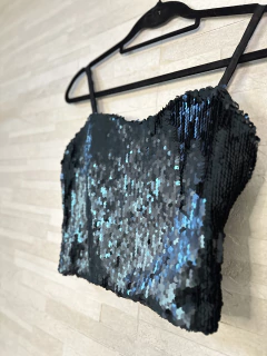 Cropped de paetê verde // P - Camaleão Moda Sustentável