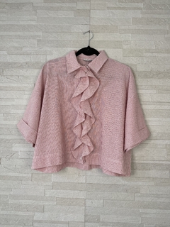 Camisa de algodão listrada com babados da Animale