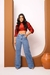 Calça wide leg jeans clara.