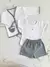 Conjunto saco, short y body rayado