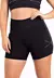 Short fitness cintura alta preto com elástico, ideal para atividades físicas.