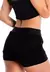 Short saia corrida preta com tela vista de trás, ideal para moda fitness.
