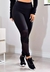 Calça legging fitness preta de cintura alta com detalhe em tela, ideal para academia.