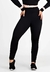 Calça legging fitness preta com detalhe em rosê, ideal para atividades físicas.