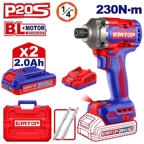 LLAVE DE IMPACTO 230NM 1/4 CON 2 BATERIAS + ACCESORIOS