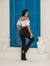 calça flare malha pop na internet