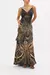V NECK LONG BIAS SLIP DRESS WITH TRAIN NOUVEAU NOIR