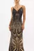 V NECK LONG BIAS SLIP DRESS WITH TRAIN NOUVEAU NOIR - Boutique Narita
