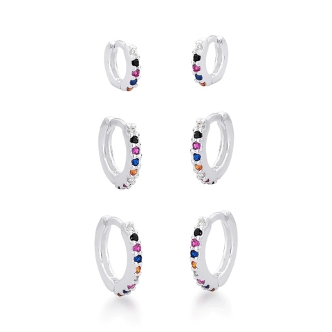 Trio Argolas Cravejada Color - comprar online