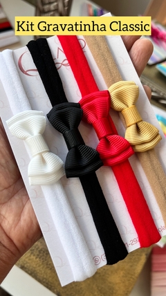 Conjunto de faixas de cabelo com laços para bebês nas cores branca, preta, vermelha, dourada e branca