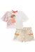 BLUSA E SHORT BEGE CLARO - Kukie - Joaquim e Maria Kids Store